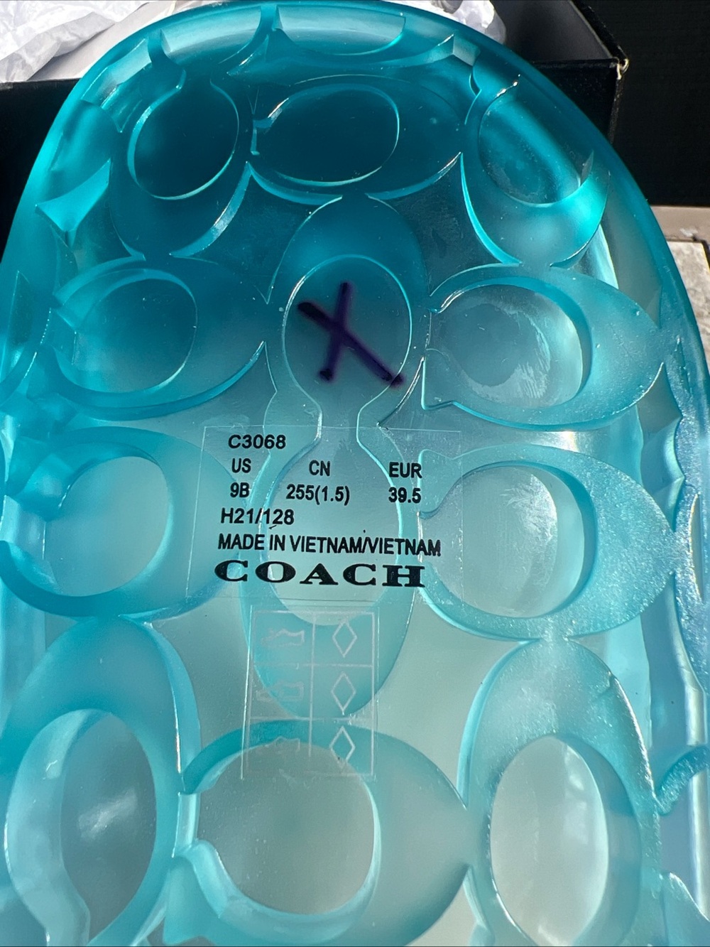 Coach Teal Translucent Jelly Slide 39.5 or US 9 - Picture 3 of 5